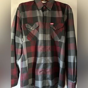 Dixxon men’s button down plaid shirt.  XL